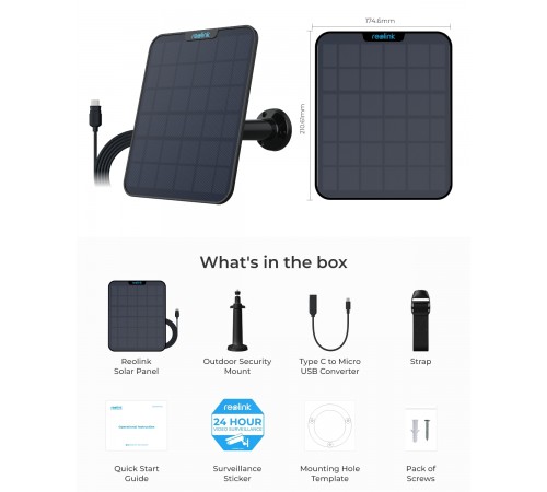 Сонячна панель Reolink Solar Panel 2 Black