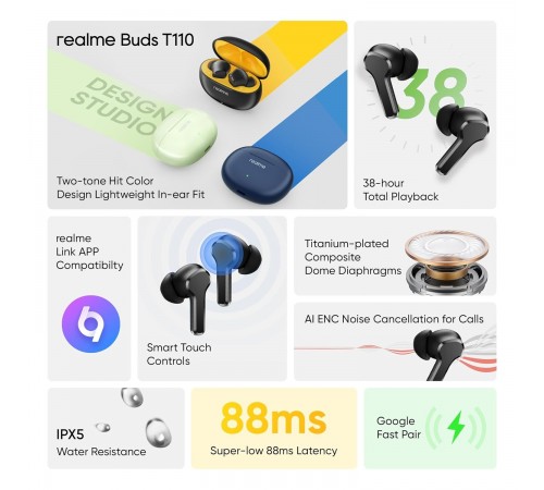 Bluetooth-гарнітура Realme Buds T110 Black