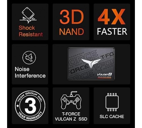 Накопичувач SSD 512GB Team Vulcan Z 2.5" SATAIII 3D TLC (T253TZ512G0C101)