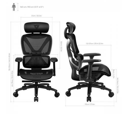 Крісло для геймерів TX3 XTC Mesh Black (TEGC-3054101.11)