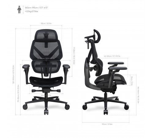 Крісло для геймерів TX3 Flex Pro Mesh Black (TEGC-3076101.12)