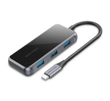 Концентратор Vention 5 в 1 Type-C-USB-PD 4USB 3.0 87W 4K 30Hz 0.15m Black (TFDHB)