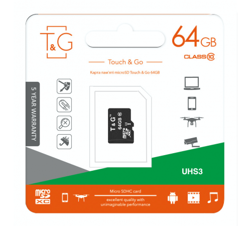 Карта пам`ятi MicroSDXC 64GB UHS-I/U3 Class 10 T&G (TG-64GBSDU3CL10-00) Карта пам`ятi MicroSDXC 64GB UHS-I/U3 Class 10 T&G (TG-64GBSDU3CL10-00)