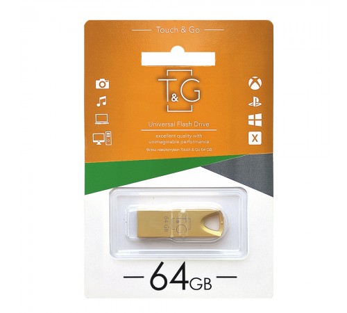 Флеш-накопичувач USB 64GB T&G 117 Metal Series Gold (TG117GD-64G)