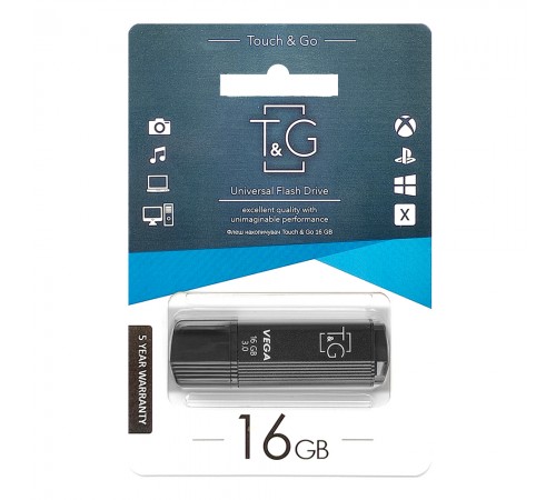 Флеш-накопичувач USB 16GB T&G 121 Vega Series Black (TG121-16GBBK)