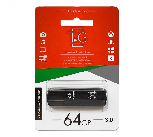 Флеш-накопичувач USB3.0 64GB T&G 121 Vega Series Black (TG121-64GB3BK)
