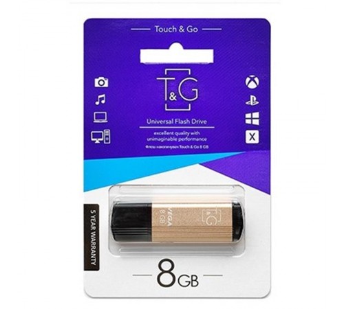 Флеш-накопичувач USB 8GB T&G 121 Vega Series Gold (TG121-8GBGDK)