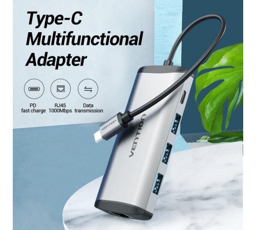 Концентратор Vention USB-C 3-Port, RJ-45, PD, 0.15 m (TGDHB) Концентратор Vention USB-C 3-Port, RJ-45, PD, 0.15 m (TGDHB)