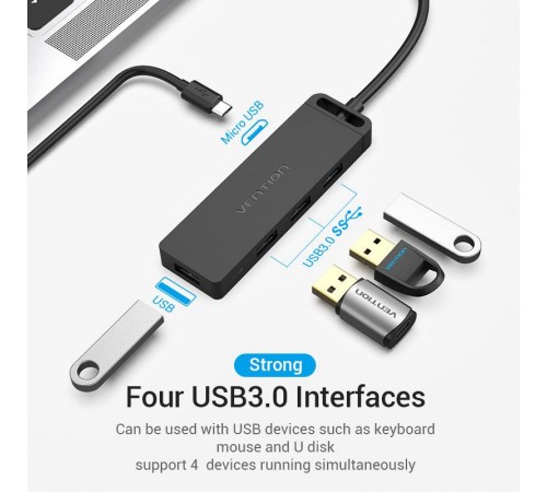 USB-хаб Vention TGKBB 4 ports Black