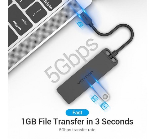 USB-хаб Vention TGKBB 4 ports Black