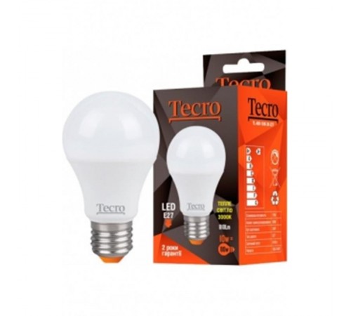 Лампа світлодіодна Tecro 10W E27 3000K (TL-A60-10W-3K-E27)
