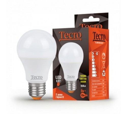 Лампа світлодіодна Tecro 8W E27 3000K (TL-A60-8W-3K-E27) Лампа світлодіодна Tecro 8W E27 3000K (TL-A60-8W-3K-E27)