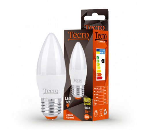 Лампа світлодіодна Tecro 6W E27 3000K (TL-C37-6W-3K-E27) Лампа світлодіодна Tecro 6W E27 3000K (TL-C37-6W-3K-E27)