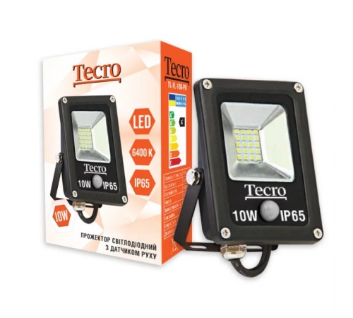 Світлодіодний прожектор Tecro TL-FL-10B-PR 10W 6400K з датчиком руху Світлодіодний прожектор Tecro TL-FL-10B-PR 10W 6400K з датчиком руху