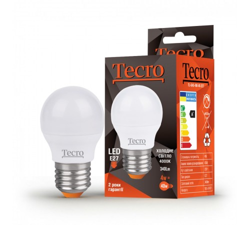 Лампа світлодіодна Tecro 4W E27 4000K (TL-G45-4W-4K-E27) Лампа світлодіодна Tecro 4W E27 4000K (TL-G45-4W-4K-E27)
