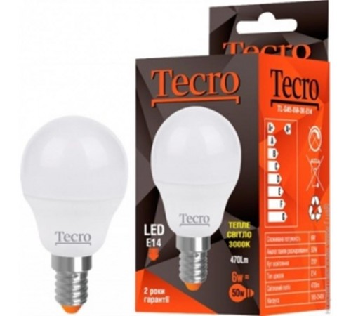Лампа світлодіодна Tecro 6W E14 3000K (TL-G45-6W-3K-E14) Лампа світлодіодна Tecro 6W E14 3000K (TL-G45-6W-3K-E14)