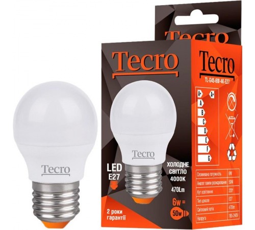 Лампа світлодіодна Tecro 6W E27 4000K (TL-G45-6W-4K-E27) Лампа світлодіодна Tecro 6W E27 4000K (TL-G45-6W-4K-E27)