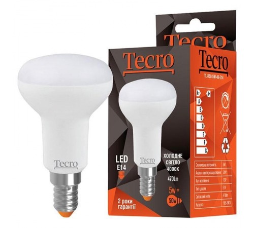 Лампа світлодіодна Tecro 5W E14 4000K (TL-R50-5W-4K-E14) Лампа світлодіодна Tecro 5W E14 4000K (TL-R50-5W-4K-E14)