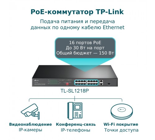 Комутатор TP-Link TL-SL1218P Комутатор TP-Link TL-SL1218P