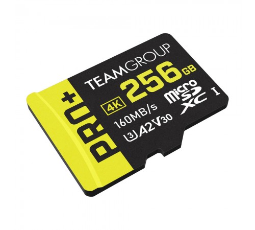 Карта пам`ятi MicroSDXC 256GB UHS-I/U3 Class 10 Team Pro+ R160/W110MB/s + SD-адаптер (TPPMSDX256GIA2V3003)
