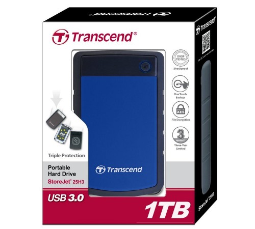 Накопичувач зовнiшнiй 2.5" USB 1TB TRANSCEND StoreJet 25H3B (TS1TSJ25H3B)