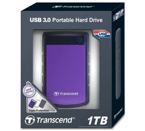 Зовнішній жорсткий диск 2.5" USB 1.0TB Transcend StoreJet 25H3 (TS1TSJ25H3P)