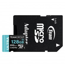 Карта пам`ятi MicroSDXC  128GB UHS-I/U3 Class 10 Team Ultra R200/W80MB/s + SD-адаптер (TULMSDX128GIA2V3022503)