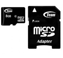 Карта пам`ятi MicroSDHC 8GB Class 10 Team + SD-adapter (TUSDH8GCL1003)-