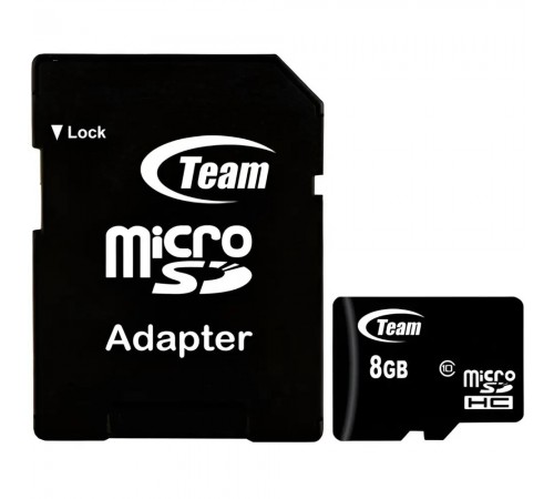 Карта пам`ятi MicroSDHC 8GB Class 10 Team + SD-adapter (TUSDH8GCL1003)-