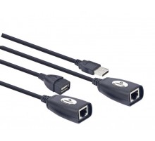 Кабель Cablexpert USB - RJ-45 (M/F), подовжувач USB 2.0 по кручений парі, до 30 м, чорний (UAE-30M)