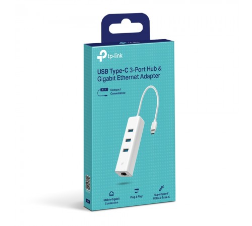 Мережевий адаптер TP-Link UE330C (USB-C 3.0, 10/100/1000Mbps, 3xUSB 3.0 HUB)