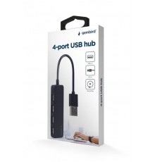 Концентратор USB Gembird 4хUSB2.0, пластик, Black (UHB-U2P4-06)