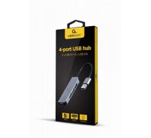 Концентратор USB Cablexpert 1xUSB3.1, 3хUSB2.0, метал, Grey (UHB-U3P1U2P3-01)