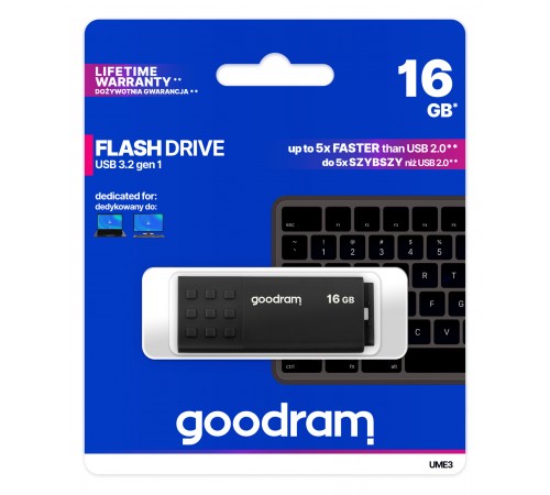 Флеш-накопичувач USB3.2 16GB Goodram UME3 Black (UME3-0160K0R11)
