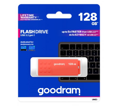 Флеш-накопичувач USB3.2 128GB Goodram UME3 Orange (UME3-1280O0R11)