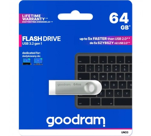 Флеш-накопичувач USB3.2 64GB Goodram UNO3 (UNO3-0640S0R11)