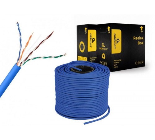 Кабель вита пара Cablexpert (UPC-5004E-SOL-B) CAT5e, алюміній під міддю (CCA з AWG24), неекранований, блакитний, 305м