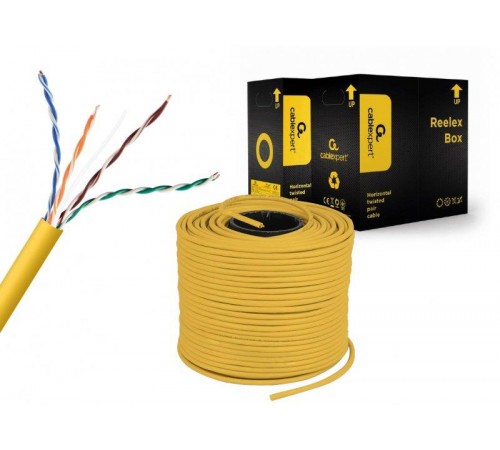 Кабель вита пара Cablexpert (UPC-5004E-SOL-Y) CAT5e, алюміній під міддю (CCA з AWG24), неекранований, жовтий, 305м