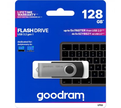 Флеш-накопичувач USB3.2 128GB Goodram UTS3 (Twister) Black (UTS3-1280K0R11)