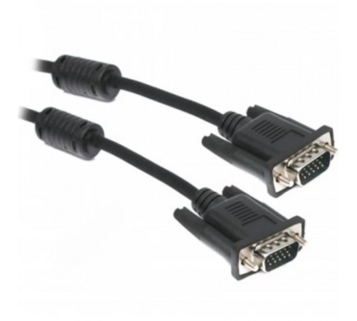 Кабель Maxxter (V-PVGA-6) VGA-VGA HD15M/HD15M 3+9C, с 2-мя фер, 1.8м, чорний