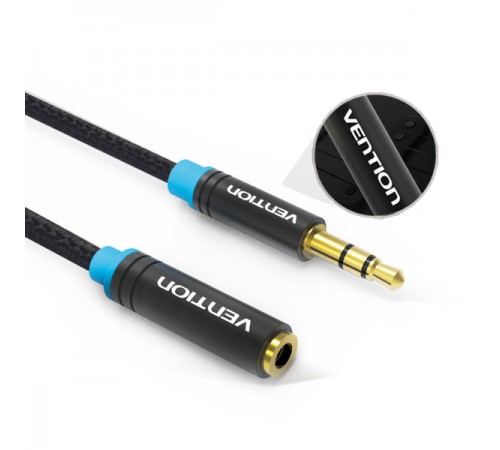 Кабель Vention 3.5 мм - 3.5 мм (M/F), 1 м, Black (VAB-B06-B100-M) Кабель Vention 3.5 мм - 3.5 мм (M/F), 1 м, Black (VAB-B06-B100-M)