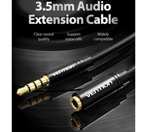 Кабель Vention 3.5 мм - 3.5 мм (M/F), 5 м, Black (VAB-B06-B500-M)
