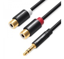 Кабель Vention 3.5 мм - 2хRCA (M/F), 0.3 м, Black (VAB-R02-B030)