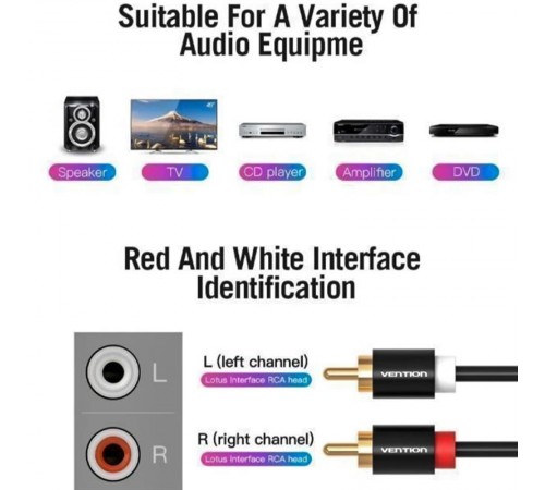 Кабель Vention 2хRCA - 2хRCA (M/M), 1 м, Black (VAB-R06-B100) Кабель Vention 2хRCA - 2хRCA (M/M), 1 м, Black (VAB-R06-B100)