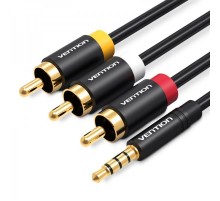 Кабель Vention 3.5 мм - 3хRCA (M/M), 1.5 м, Black (VAB-R07-B150)