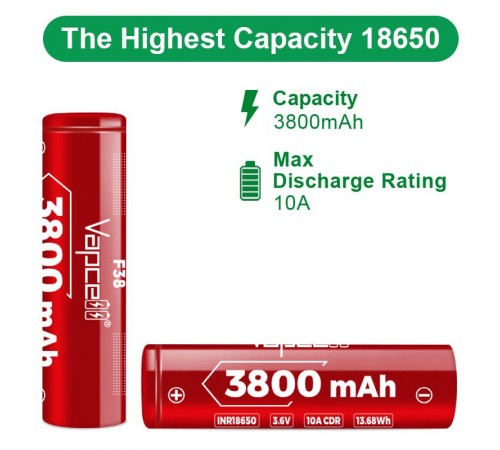 Акумулятор Vapcell F38 18650 Li-Ion 3800mAh 1шт Акумулятор Vapcell F38 18650 Li-Ion 3800mAh 1шт