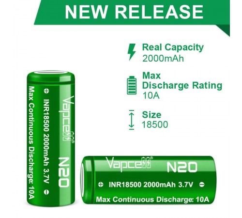 Акумулятор Vapcell 18500 N20 Li-Ion 2000mAh 1шт Акумулятор Vapcell 18500 N20 Li-Ion 2000mAh 1шт