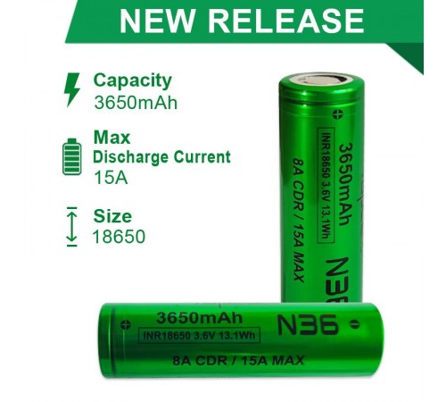 Акумулятор Vapcell N36 18650 Li-Ion 3650mAh 1шт Акумулятор Vapcell N36 18650 Li-Ion 3650mAh 1шт