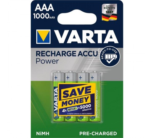 Акумулятор Varta Recharge Accu AAA/HR03 Ni-MH 1000 mAh BL 4шт