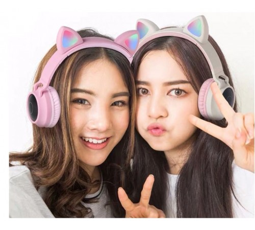 Bluetooth-гарнітура Hoco W27 Cat Ear Grey/Pink (W27GP)